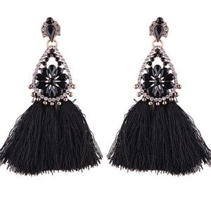 Statement drop tassel earrings
